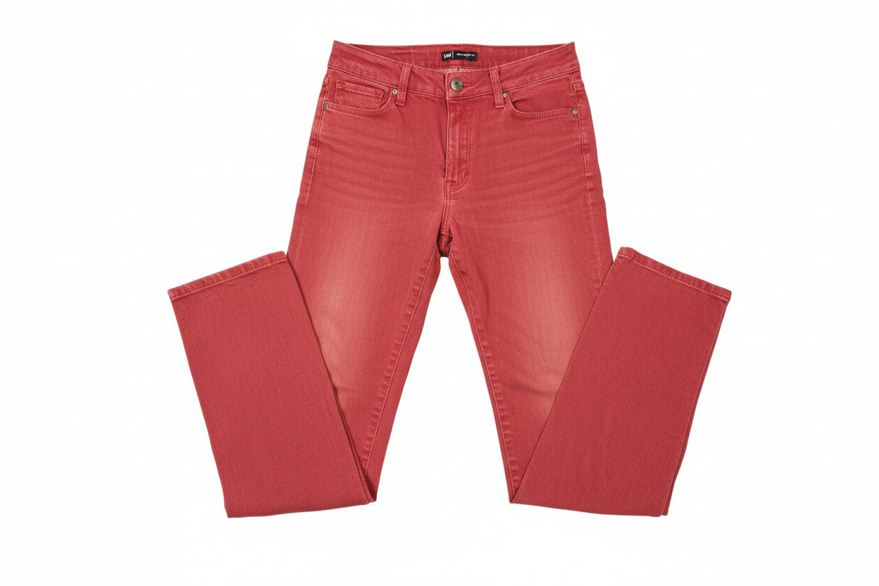 Lee Relaxed Fit Straight Leg Women's size 8 Dark Red Burgundy Denim Jeans