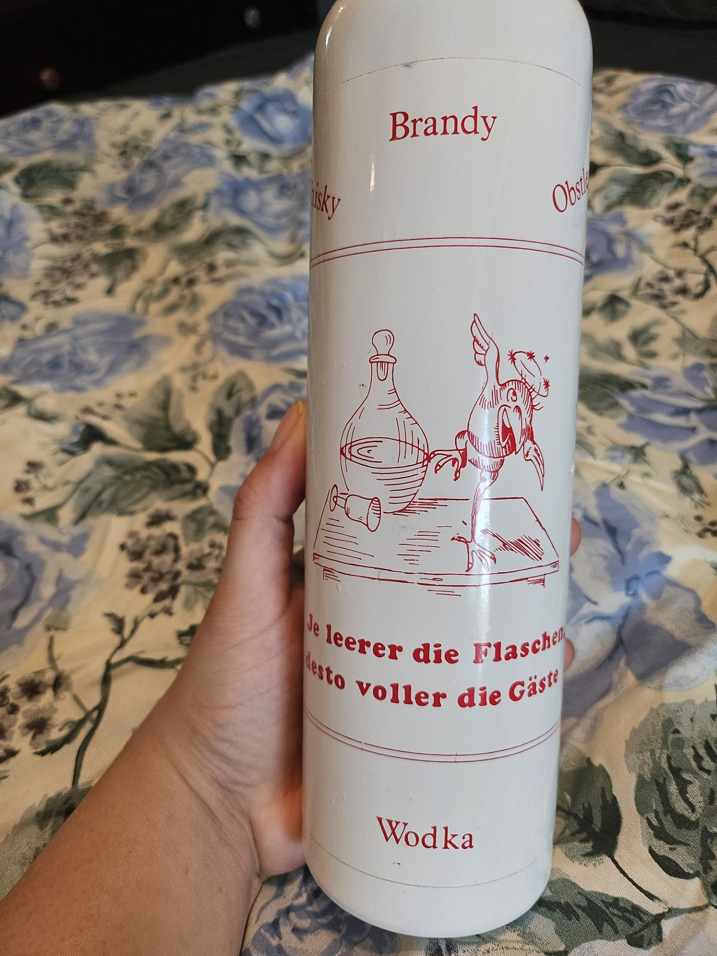 Vintage German “Je leerer die Flaschen” Novelty Liquor Bottle