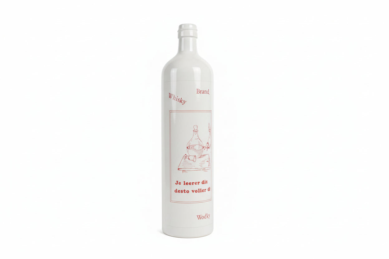 Vintage German “Je leerer die Flaschen” Novelty Liquor Bottle